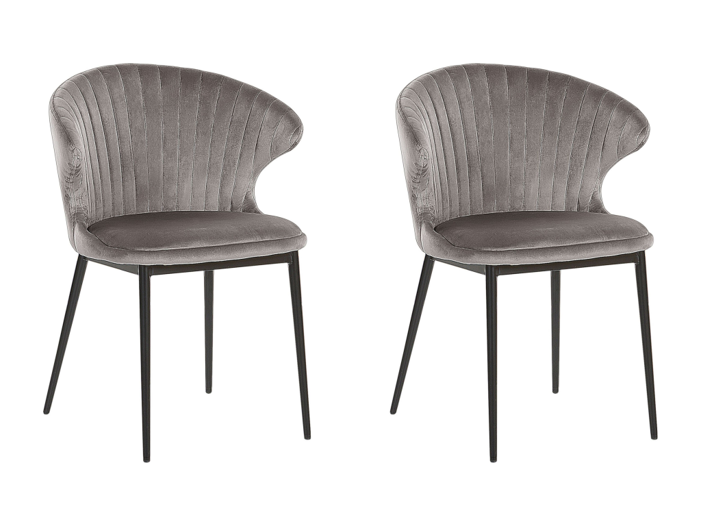 Set of 2 Vertchez Grey Velvet Dining Chairs