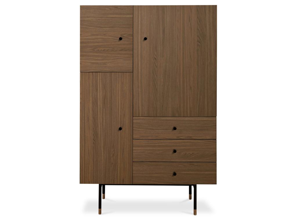 Large two-tone wooden sideboard in Scandinavian style - Chocolate brown skirt