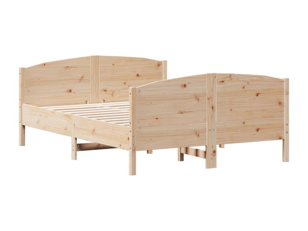 Bed frame with headboard, 140x190 cm, solid pine wood