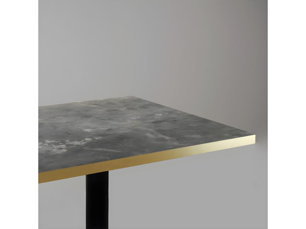 Standing table 60x60cm - Vertchez model, metallic stone finish with brass edges