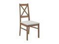Brown wooden chair with choice of fabric, Opka-Tissu 27127