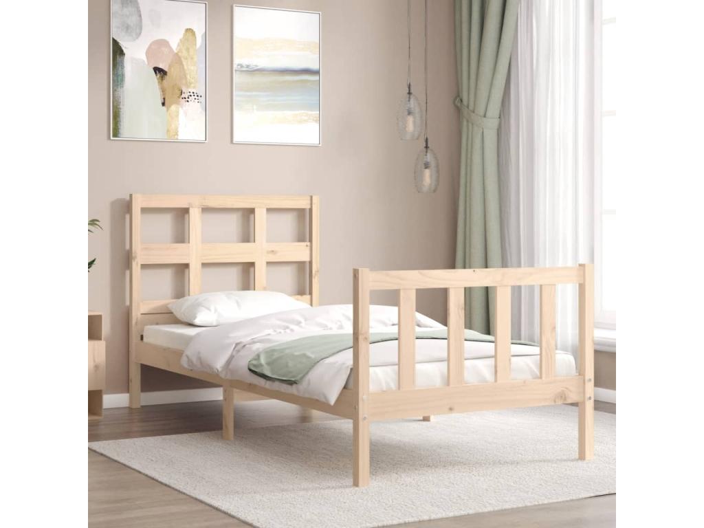 Bed frame without mattress 90x200 cm solid pine wood