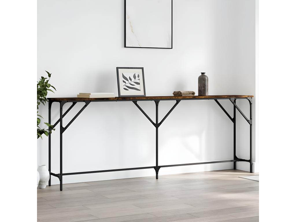 Smoked oak console table, 200x29x75 cm, engineered wood