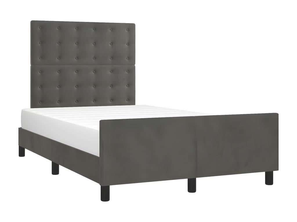 Bed frame with dark grey headboard, 120x190 cm, velvet