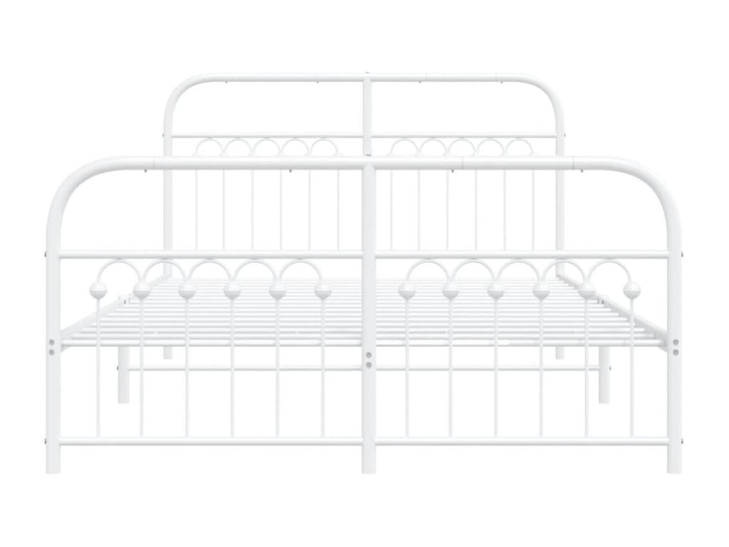 Metal bed frame without mattress and white bed legs, 137x190 cm