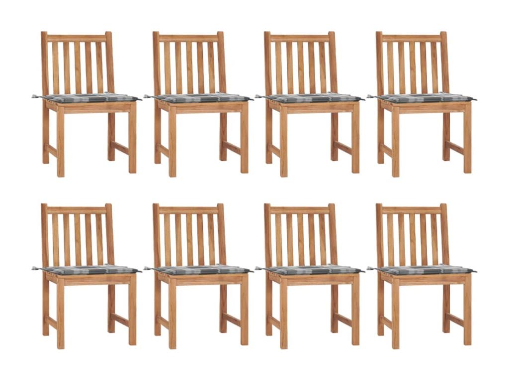 8-piece garden chairs with cushions, solid teak wood, 14