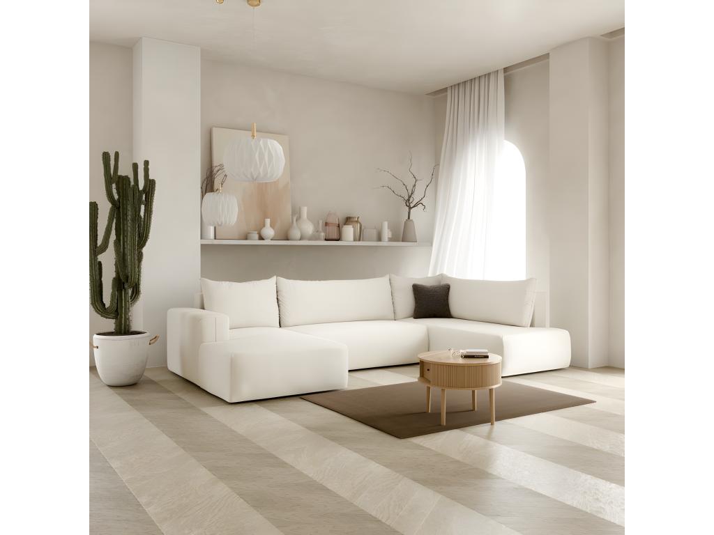 Meublita U-shaped panoramic convertible corner sofa in white with right-hand corner