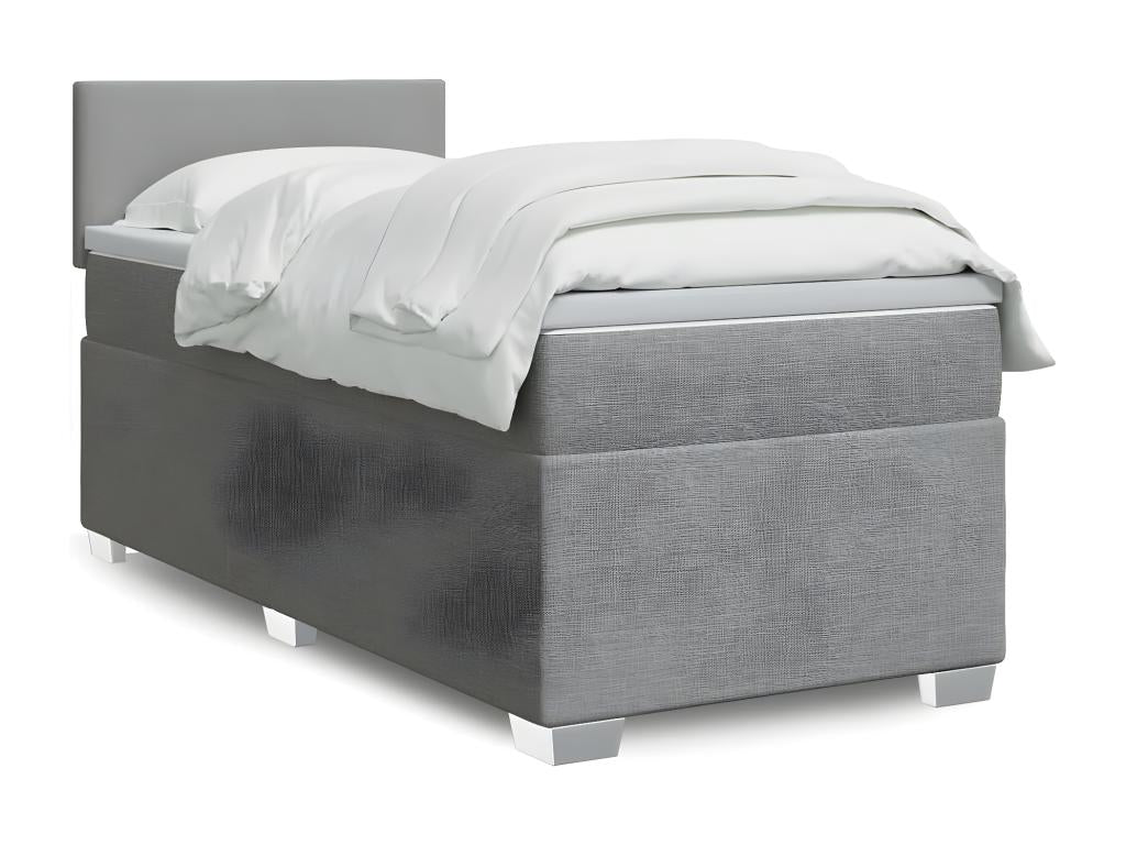 Bed base in Vertchez with light grey 80x200 cm mattress and fabric