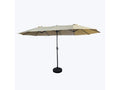 Vertchez double garden parasol in beige. Weight 12.3 kg. Dimensions: L460 x W270 x H245 cm