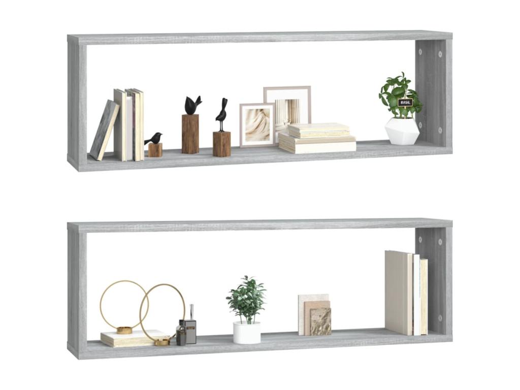 2-piece cube wall shelves, Vertchez grey, 80x15x26.5