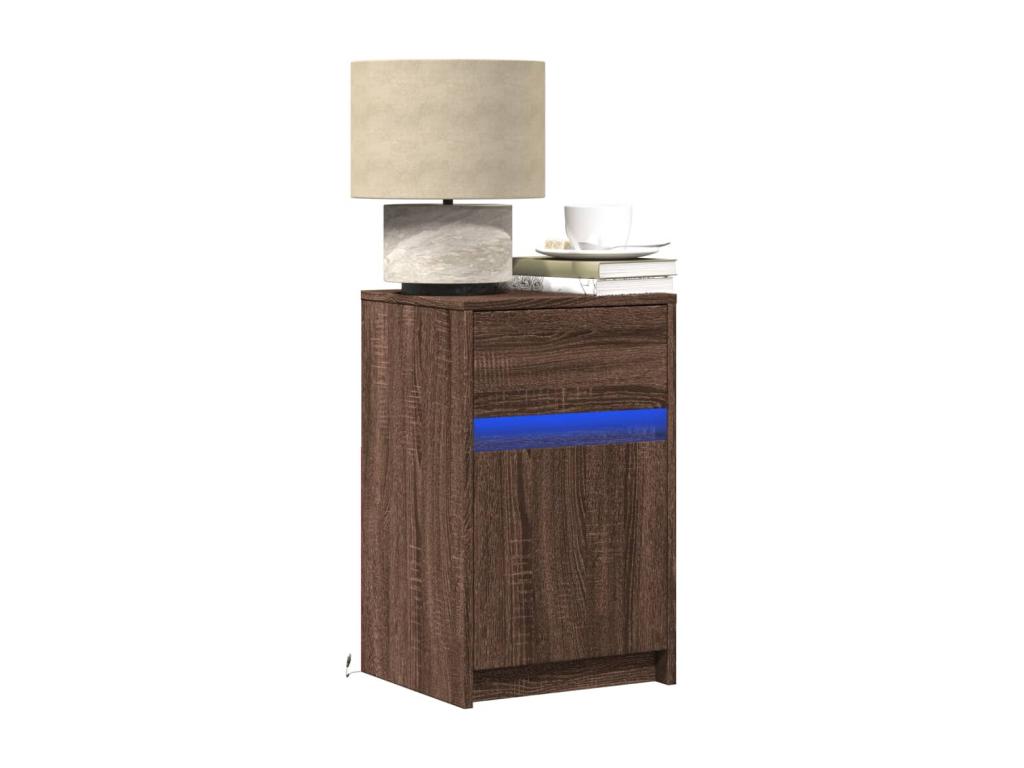 Bedside cabinet and Vertcherères LED brown oak engineered wood