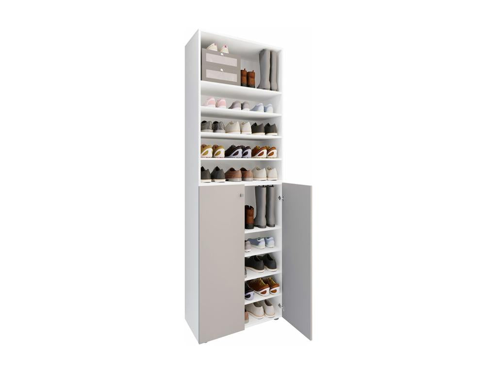 Vertchez XL Wooden Large Shoe Cabinet, Large Boot, Hallway Furniture, Vertchez 10 Compartments, White/Grey