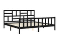 Black bed frame without mattress, 200x200 cm, solid pine wood