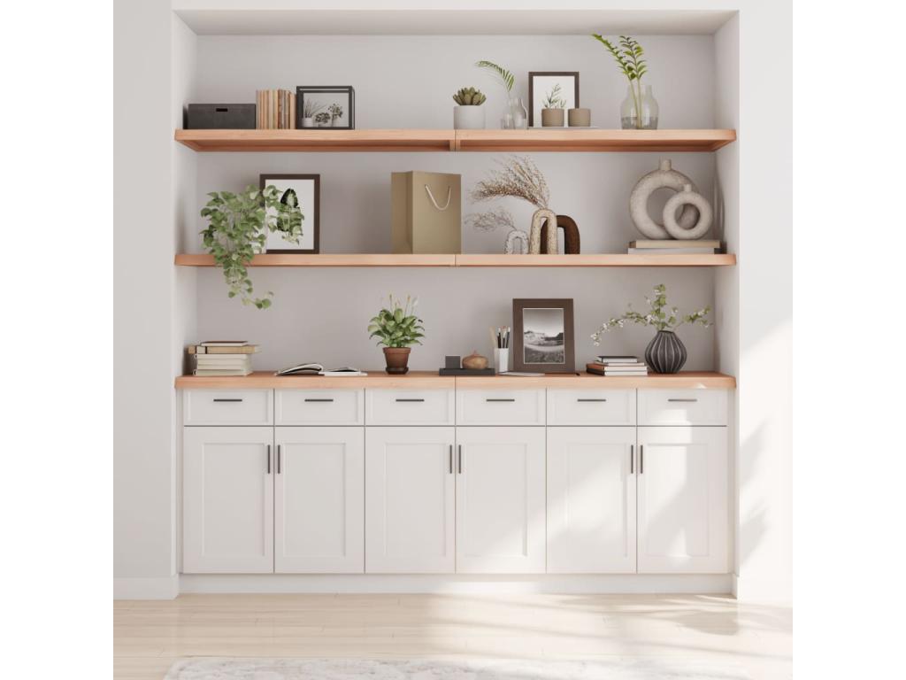 Wall shelf 200x60x2-4 cm solid untreated oak wood