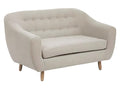 Two-seater sofa in pine wood and particleboard, linen beige color - Length 150 x Depth 82 x Height 87 cm