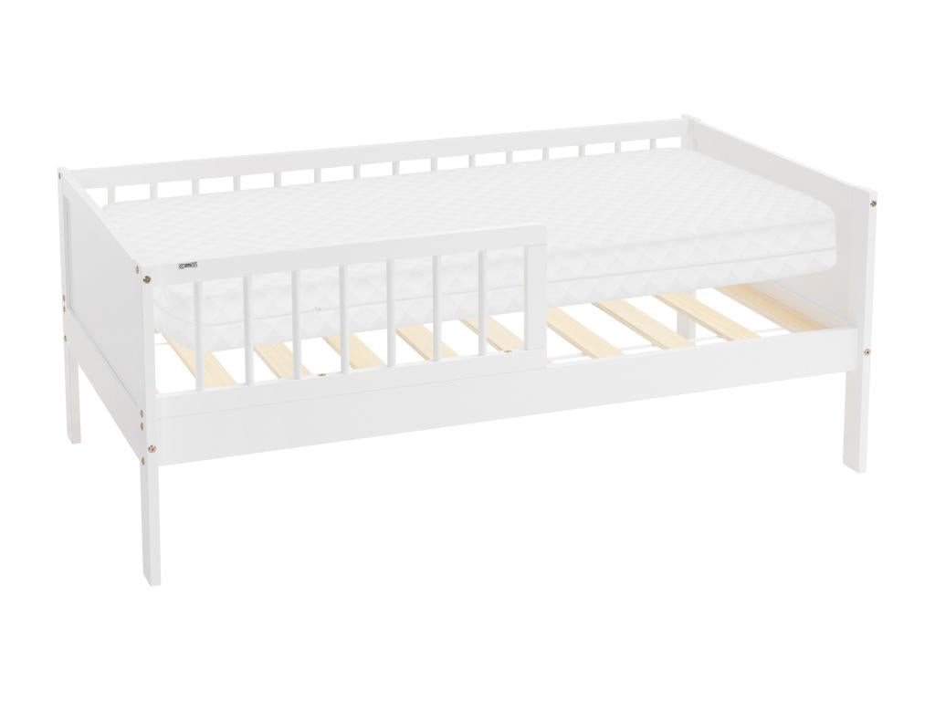 Children's Single Bed with Mattress 70x140 cm White Pine Wood with Slatted Base by Meublita
