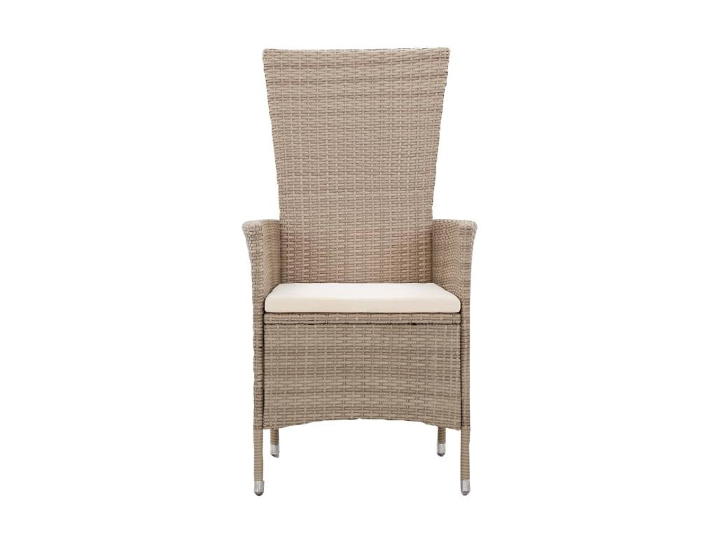 9-piece garden furniture set with cushions, beige wicker resin, 2 pieces