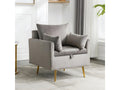 Armchair Sofa Chair with storage space, gold metal legs, modern grey velvet