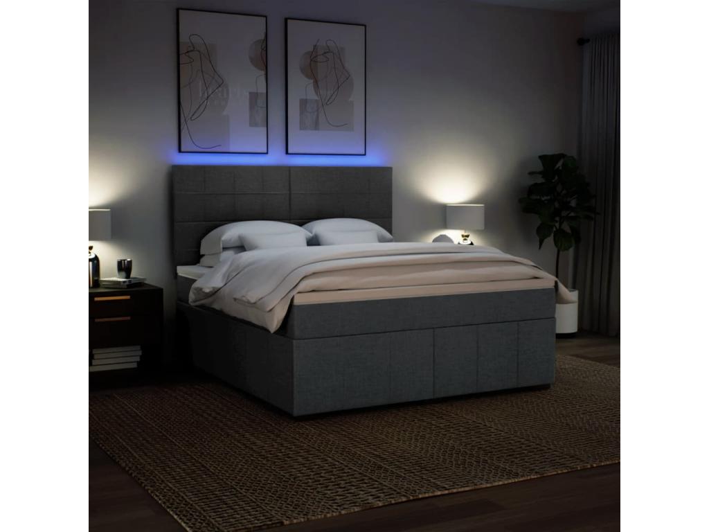 Bed base in Vertchez with dark grey mattress 180x200cm Fabric