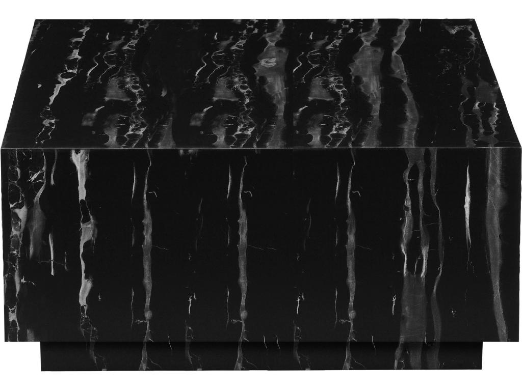 Side table in black-grey marble-effect MDF