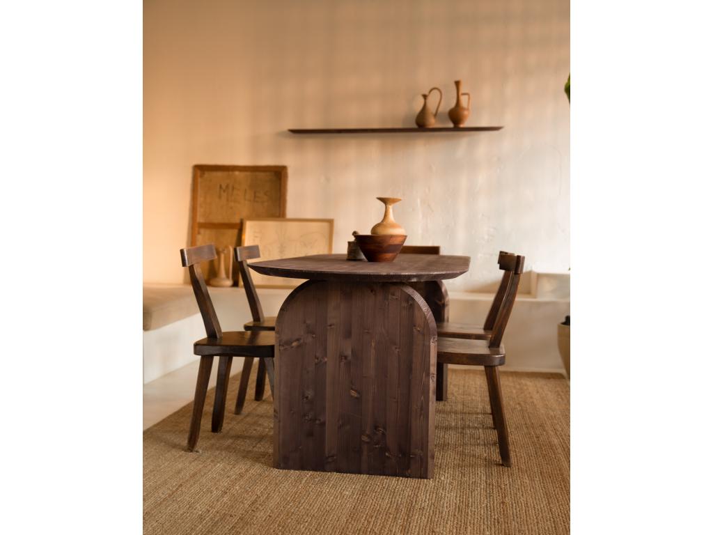 Round shelf in brown floating fir wood 100x3.2cm - Vertchez