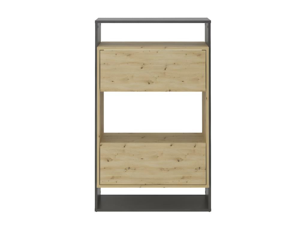 2-drawer shoe cabinet in oak and dark grey finish, Vertchez 2 - W68.5 cm