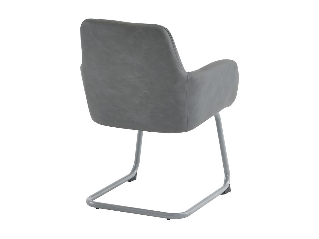 Set of 4 cantilever chairs upholstered in faux leather - with metal legs - Grey