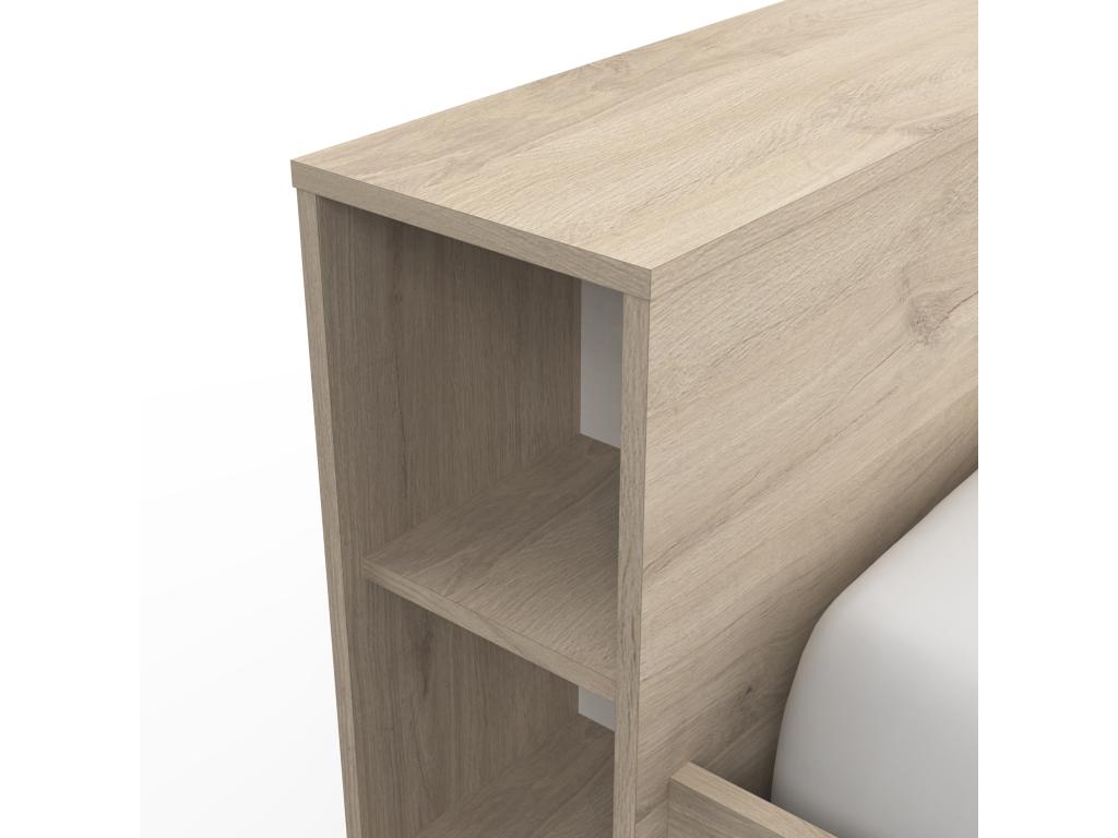 Vertchez oak-colored adult bed - length 169 x depth 226 x height 74 cm