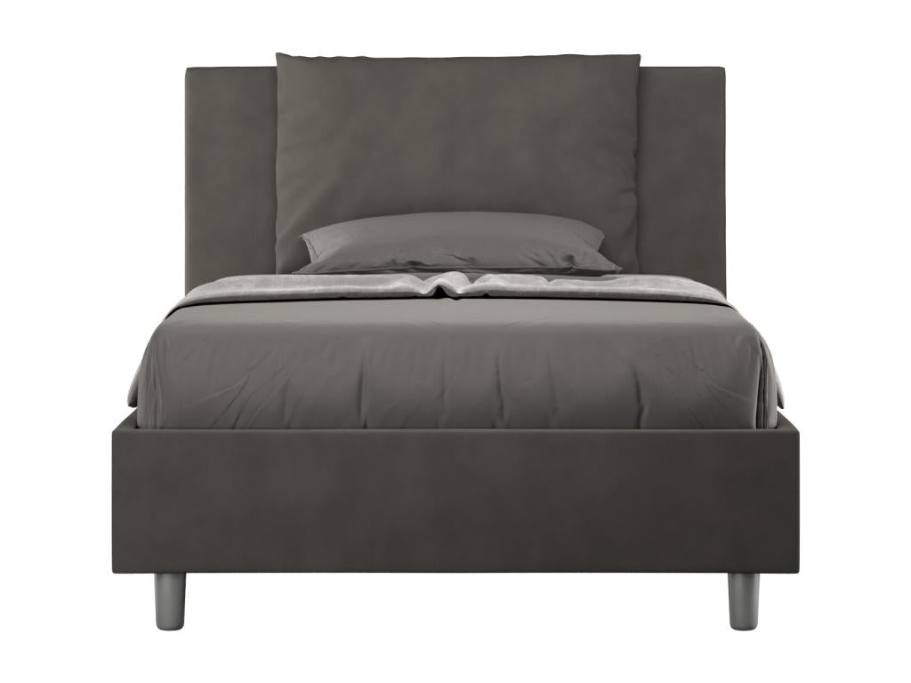 Single bed with 120x190cm grey microfiber upholstered base from Vertchez