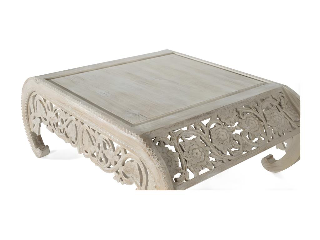White Wood Coffee Table 120x90x46cm - Vertchez