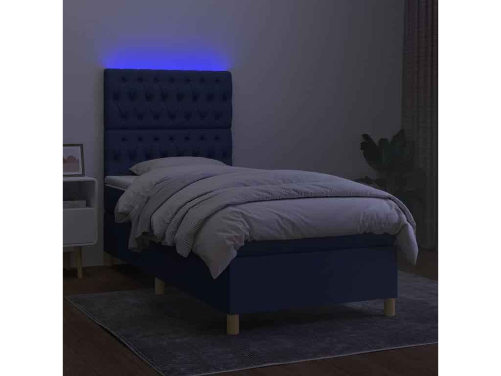 Bed base and mattress with blue LED light, 90x200 cm, fabric, available in Vertchez.