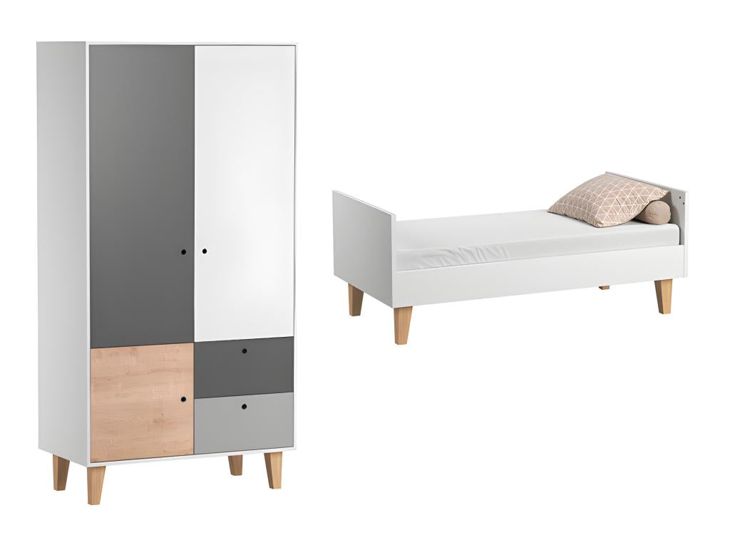 Convertible baby cot and Meublita wooden wardrobe