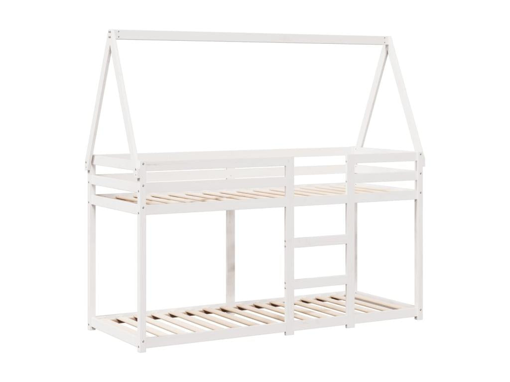 Bunk bed without mattress, white, 75x190 cm, solid pine wood