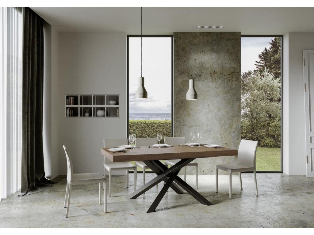 Extendable table 90x160/264 cm Volantis Walnut with Anthracite frame