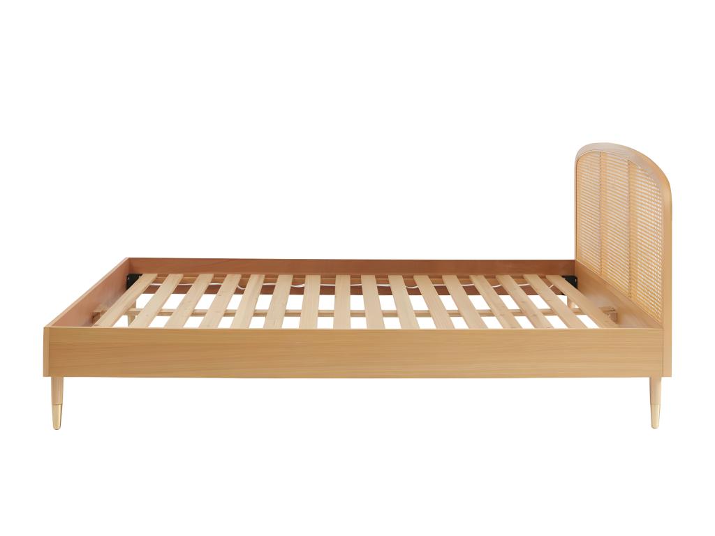 Vertchez - Wooden and cane bed 160x200cm - Light wood