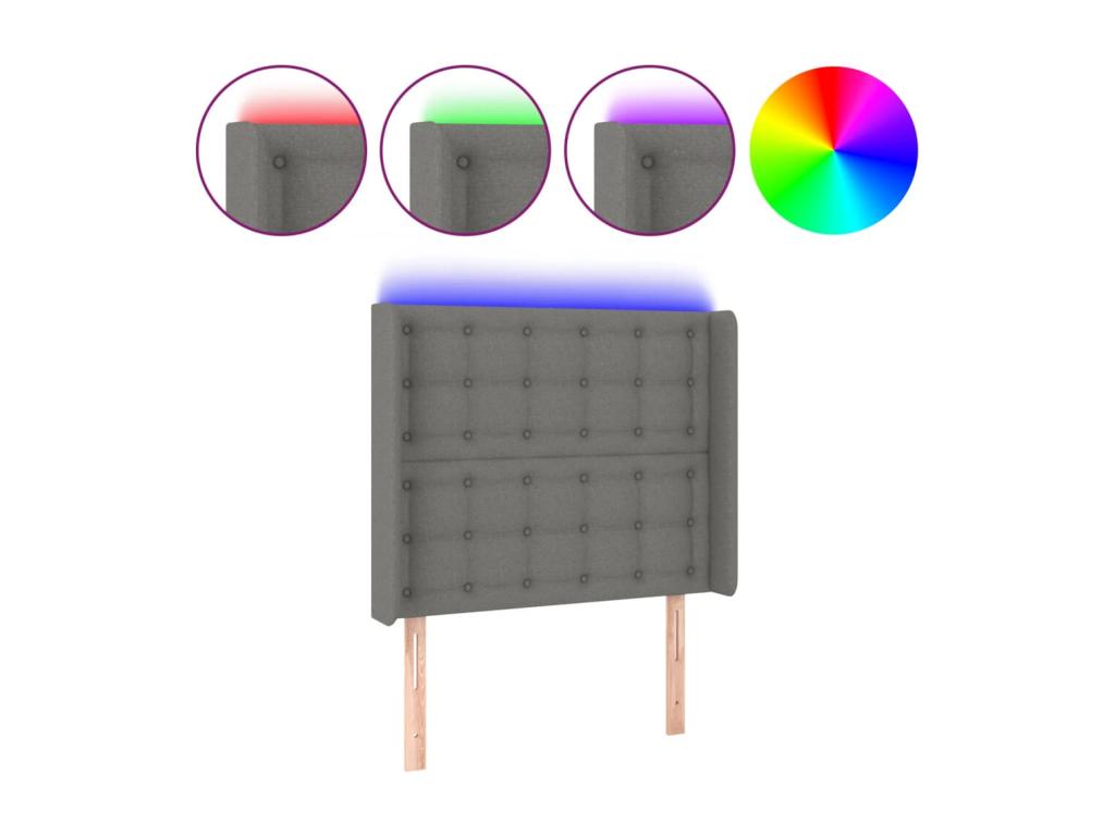 Dark Grey LED Headboard 83x16x118/128 cm Fabric