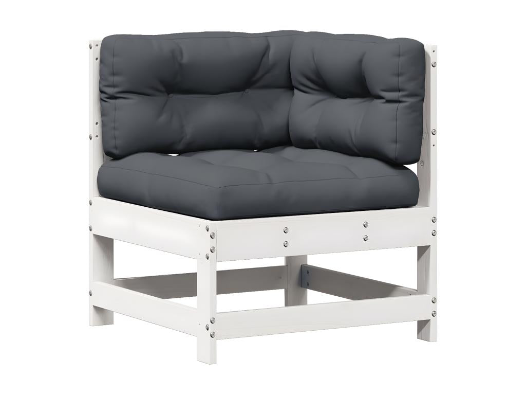 Garden furniture set with cushions, 8 pieces, white, solid pine wood