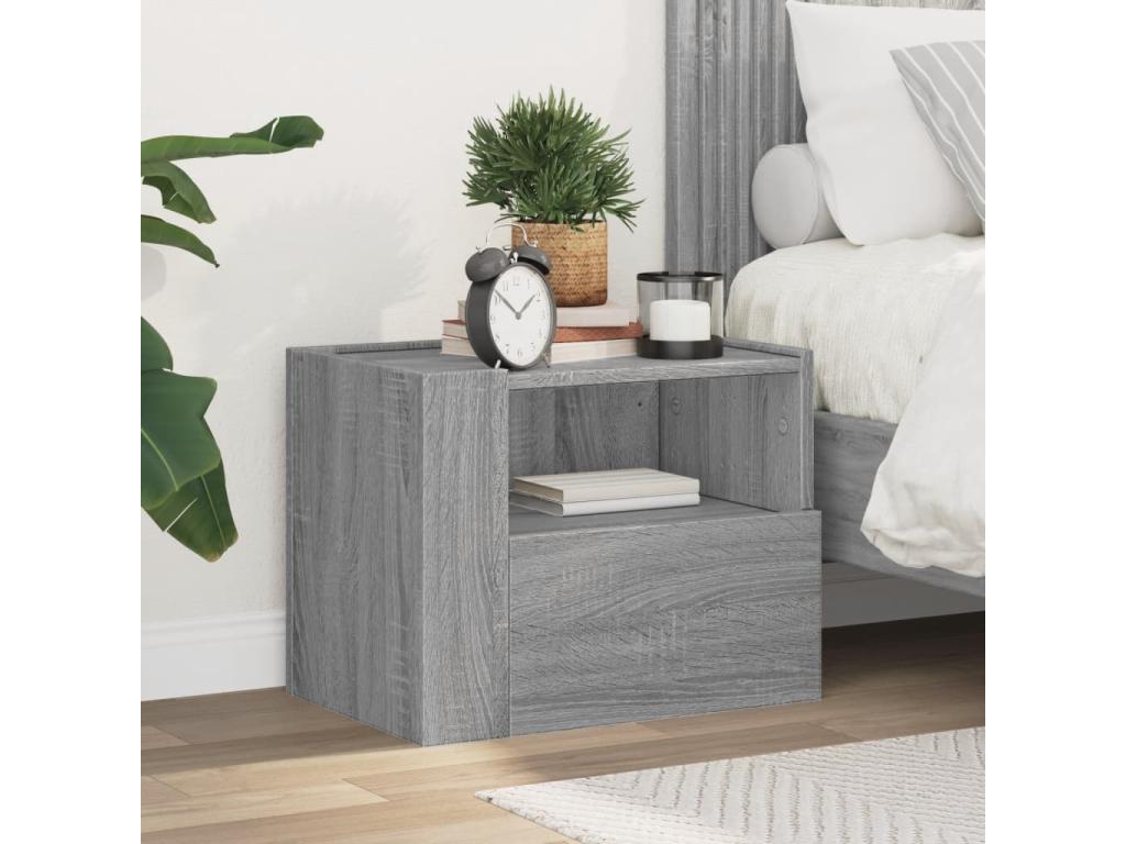 Meublita Premium - Meublita wall-mounted bedside table, grey, 45x30x35 cm
