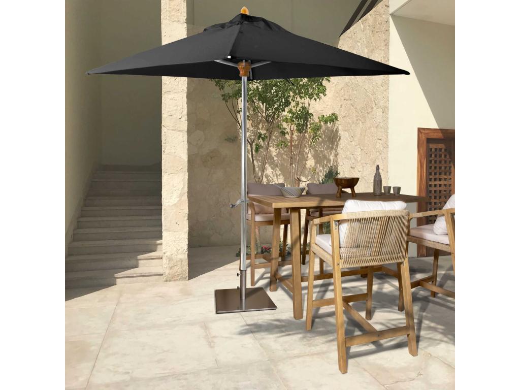 Vertchez Home - 200cm Aluminium and Black Canvas Parasol