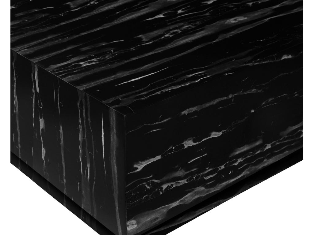 Side table in black-grey marble-effect MDF