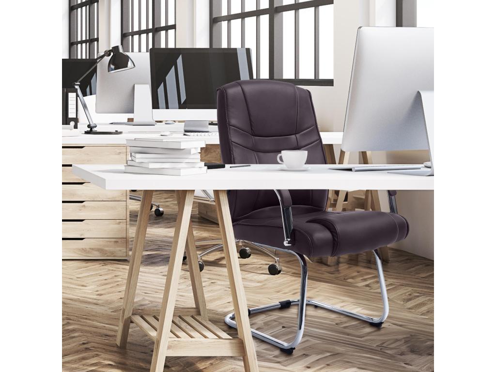 Set of 2 rocking chairs - Faux leather / Metal - Brown - Vertchez