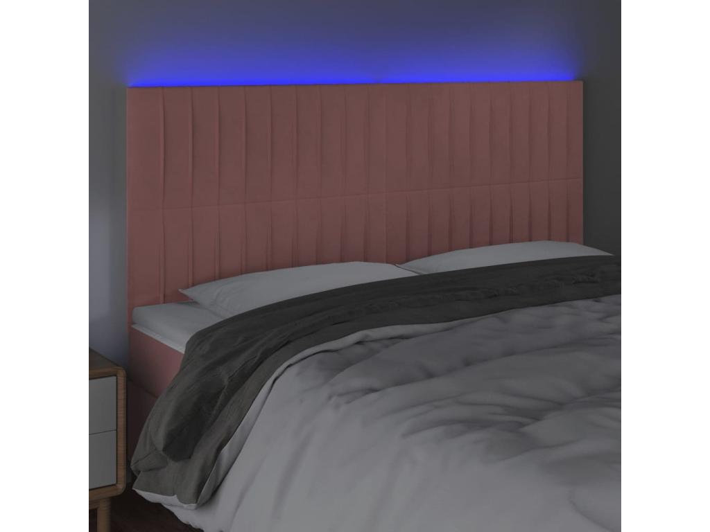 Pink LED Headboard 180x5x118/128 cm Velvet