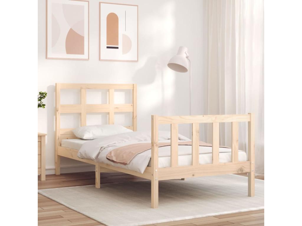 Bed frame without mattress 90x200 cm solid pine wood