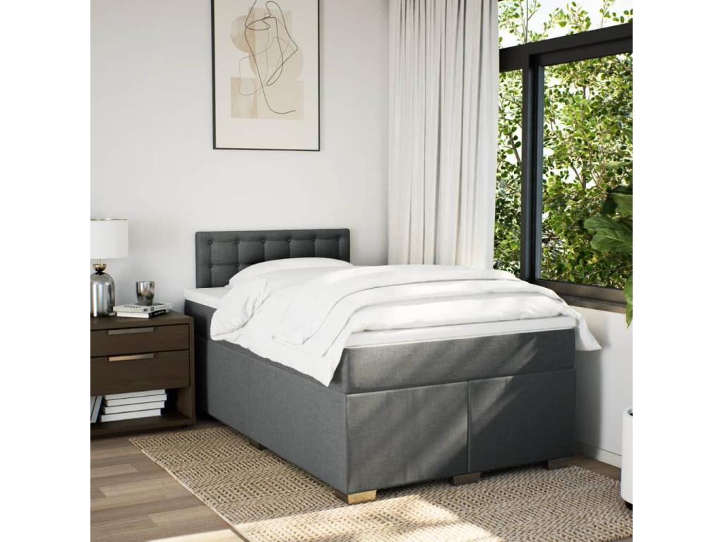 Bed base in Vertchez with dark grey mattress 120x190cm fabric