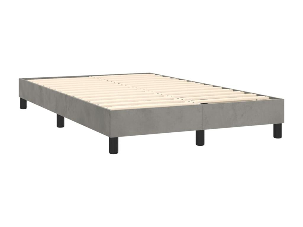 Upholstered bed base and mattress, light grey, 120x200cm, velvet