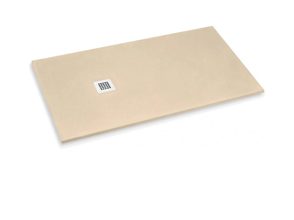 95x130 cm Shower Tray, Vertchez Line, Extra Thin, Light Ivory RAL 1015, in Synthetic Resin and Marble Powder with Free-Range Drain