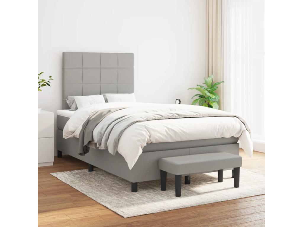 Bed base in Vertchez with light grey mattress 120x200cm Fabric