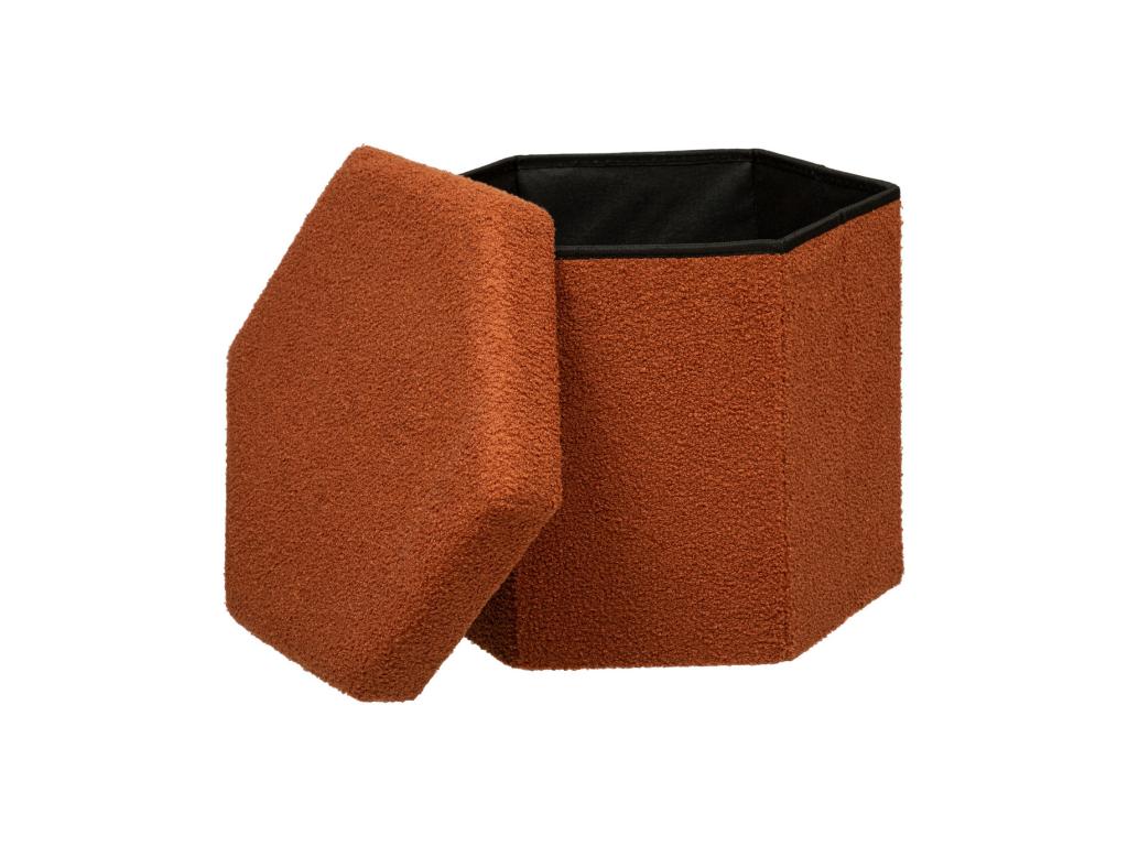 Folding pouf and storage chest in terry cloth amber