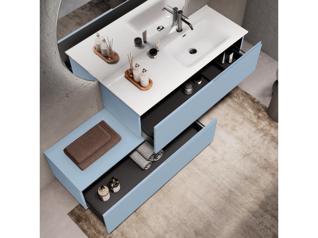 4-piece straight washbasin set, Vertchez sky blue, Vertchez