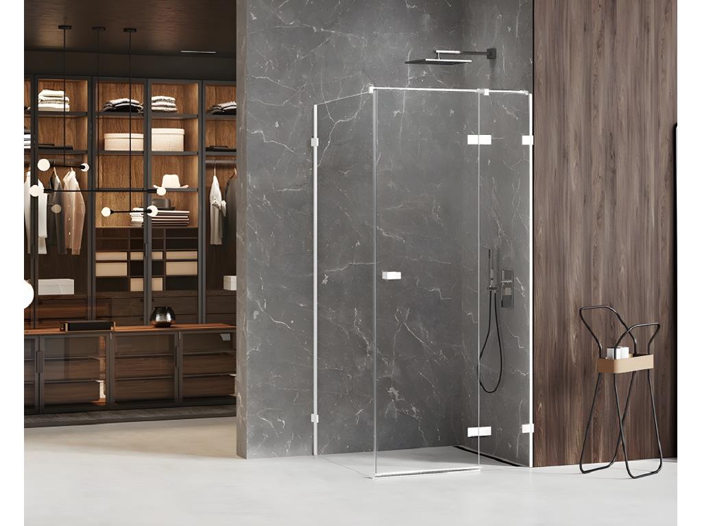 White 90x80cm right-hand pivoting shower enclosure from Vertchez WHITE with front access
